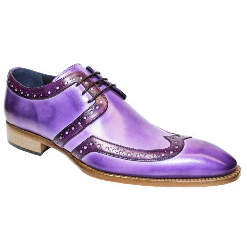 Duca Di Matiste "Saranno" Lavender/Purple Genuine Italian Calf Leather Lace-Up Dress Shoes.